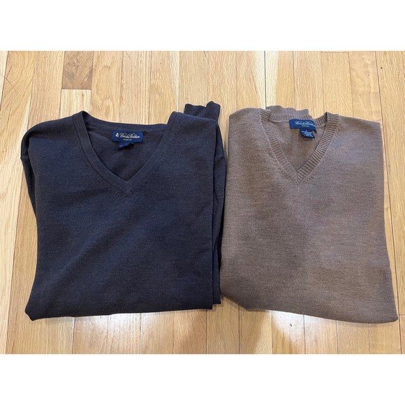Brooks Brothers Other - Brooks Brothers Stretch Merino Wool Sweater V Neck Lot of 2 Brown Men’s Size L